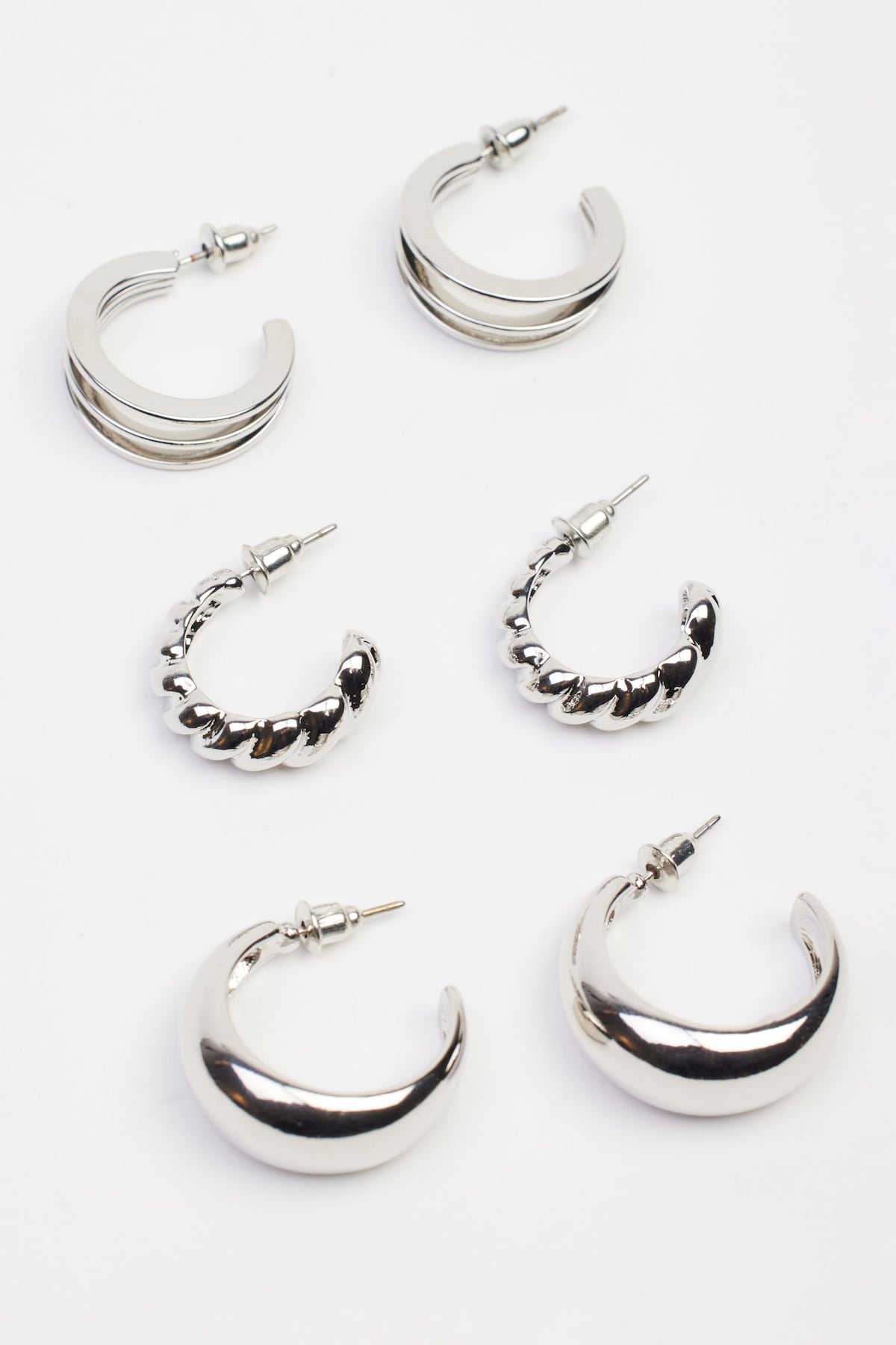 Alternative view of 3 Pack Textured Hoop Earrings