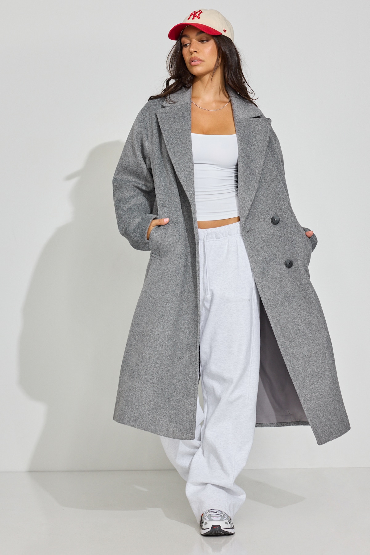 Alternative view of Oversized Long Felted Trench Coat