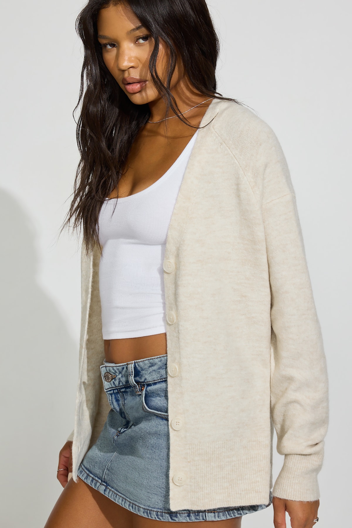 Alternative view of Long Sleeve Spongy Oversized Cardigan