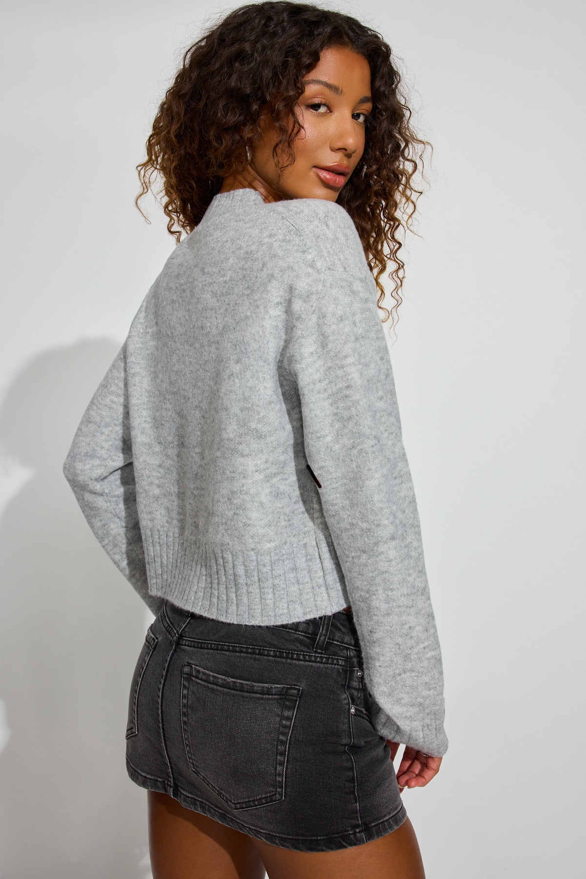 Long Sleeve Spongy Crewneck Sweater - Image 3