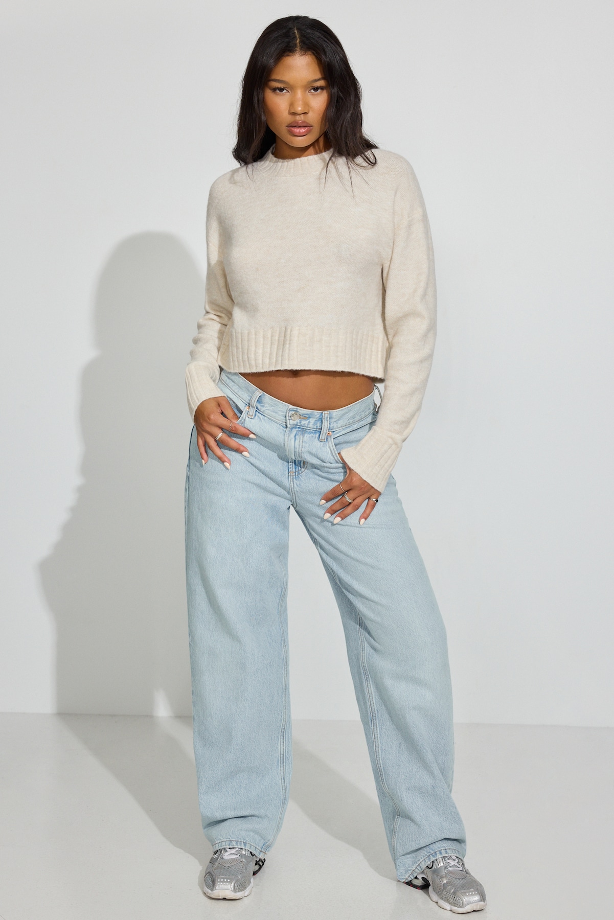 Alternative view of Long Sleeve Spongy Crewneck Sweater
