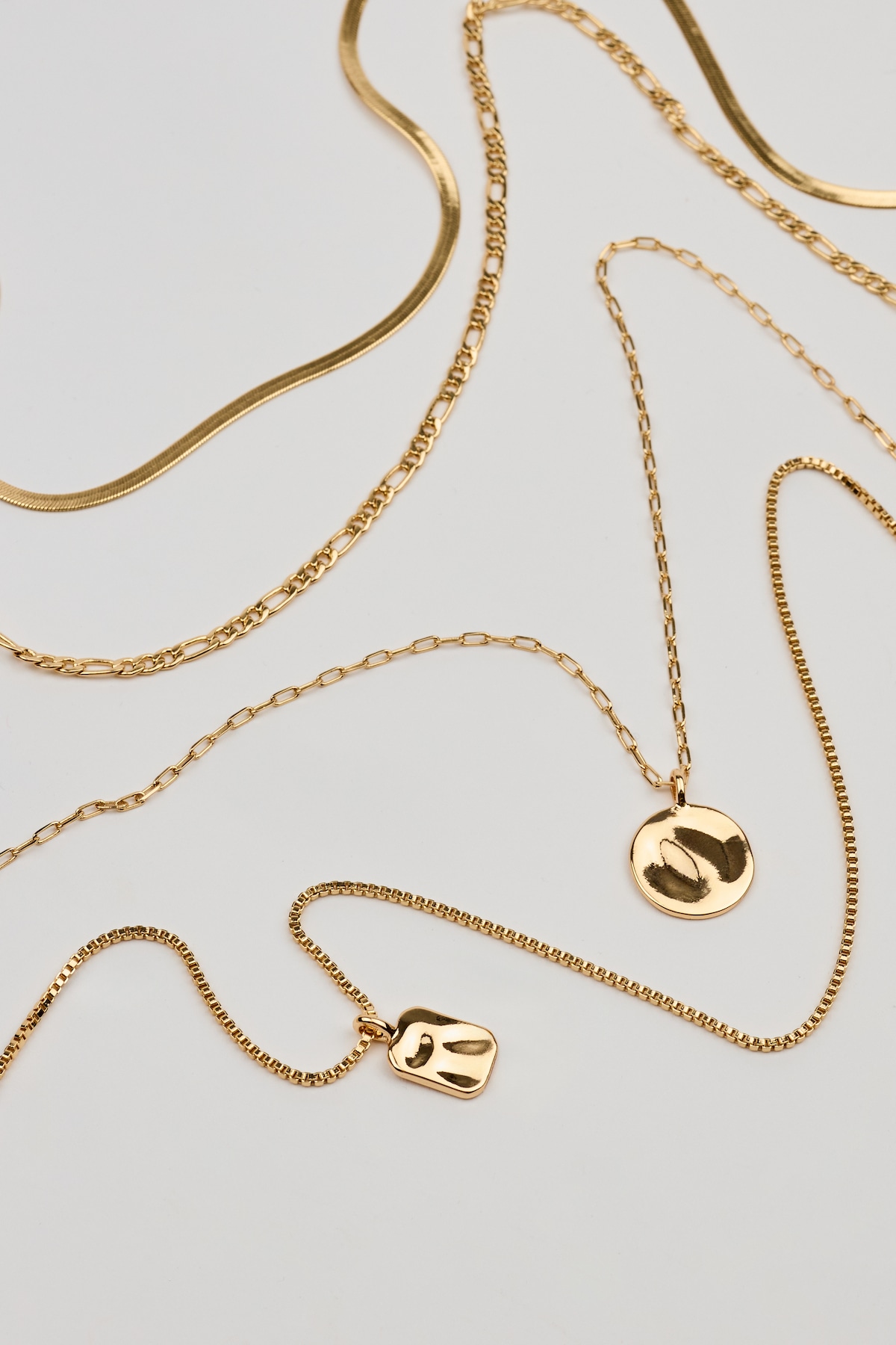 Alternative view of Set of 5 Hammered Charms and Chains Necklaces
