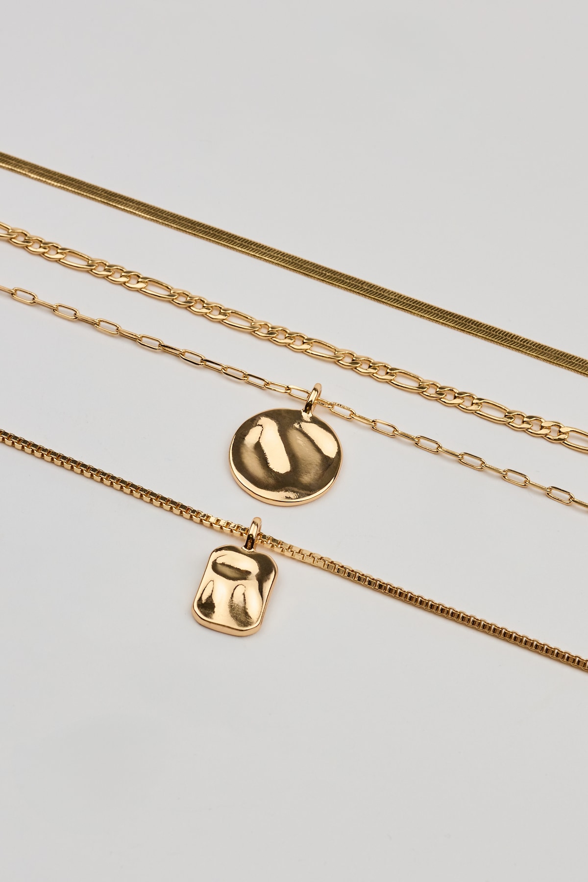 Set of 5 Hammered Charms and Chains Necklaces - Image 3