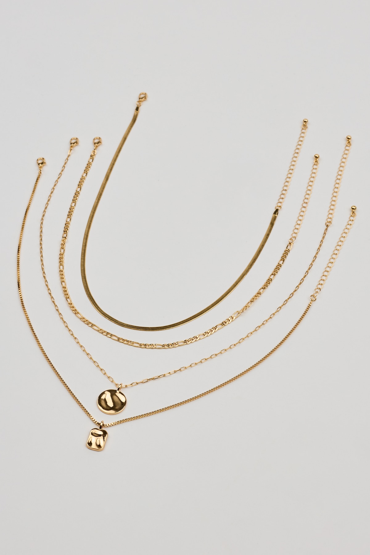 Set of 5 Hammered Charms and Chains Necklaces - Image 4