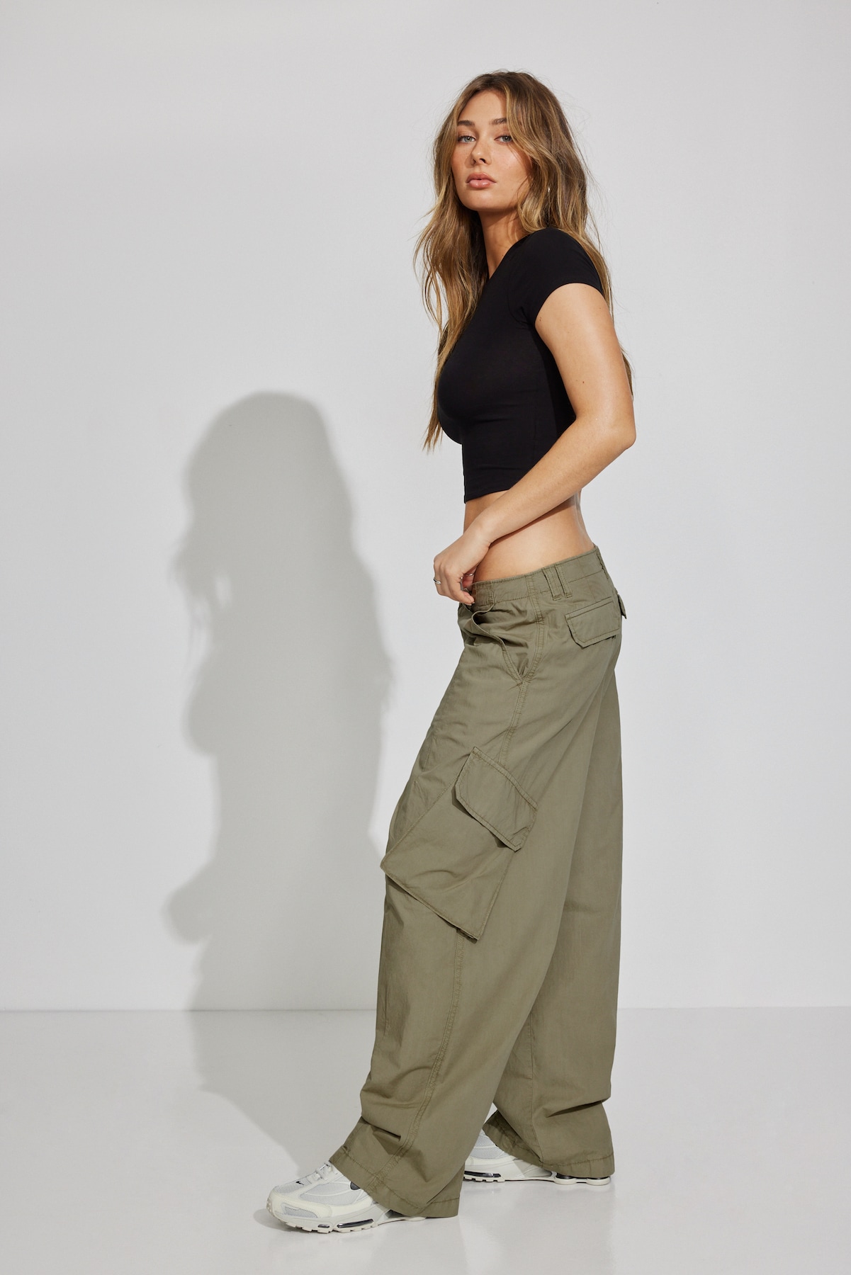 Alternative view of Low Rise Baggy Poplin Cargo Pants