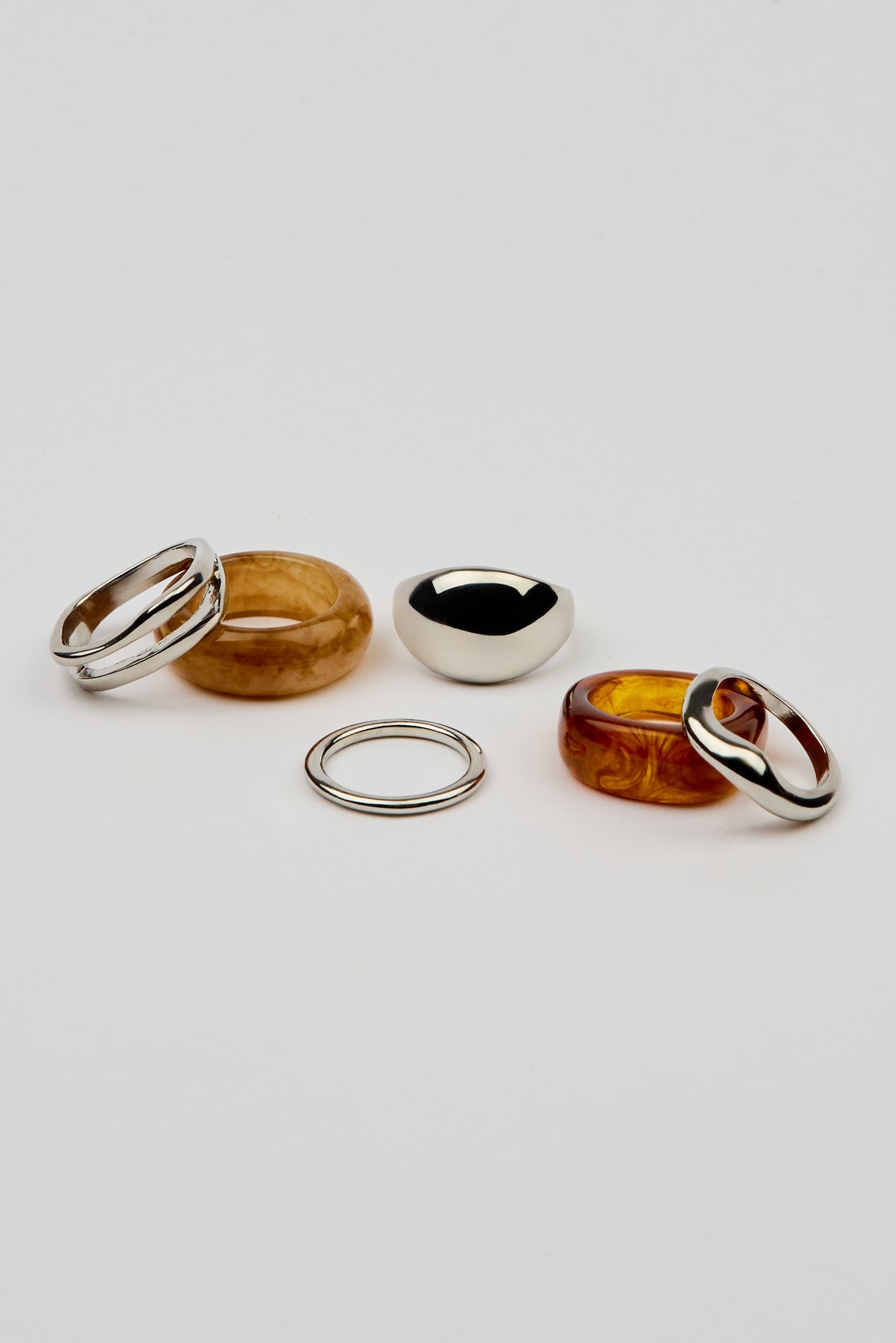 Alternative view of Set of 6 Resin & Dome Rings