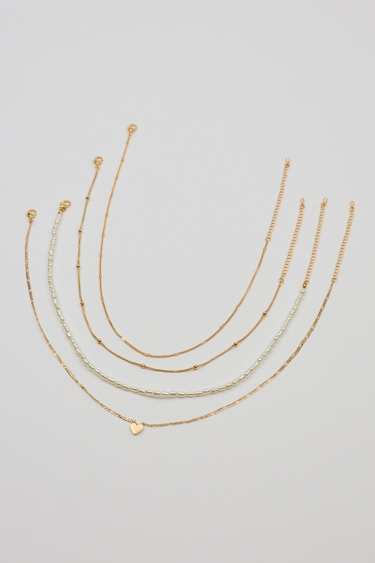 Set of 4 Heart & Pearls Necklaces - Image 3